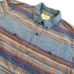 Koto Men's‎ Large Striped 100% Cotton Long Sleeve Button Up Shirt